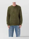 Auralee Soft Mohair Crewneck Sweater In Green