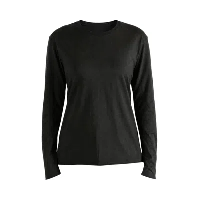 Pre-owned Auralee Soft Smooth Wool Stripe Jersey Long Sleeve Tee 'ink Black' | Women's Size 1