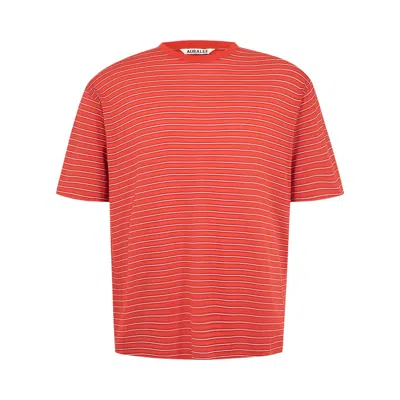 Pre-owned Auralee Soft Smooth Wool Stripe Jersey Tee 'gray Stripe' | Grey | Men's Size 4