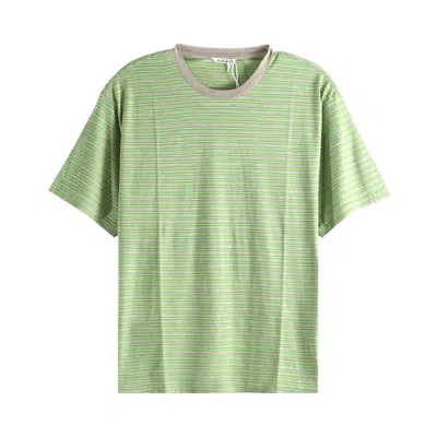 Pre-owned Auralee Soft Smooth Wool Stripe Jersey Tee 'green Stripe' | Men's Size 5