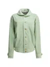 Auralee Spread Collar Button-up Suede Jacket In Green