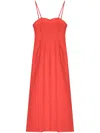 Auralee Square-neck Tweed Midi Dress In Red