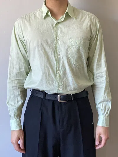 Pre-owned Auralee Ss19 Finx Silk Striped Shirt In Green