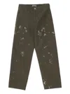 Auralee Washed Baggy Satin Bleached Baker Pants In Brown