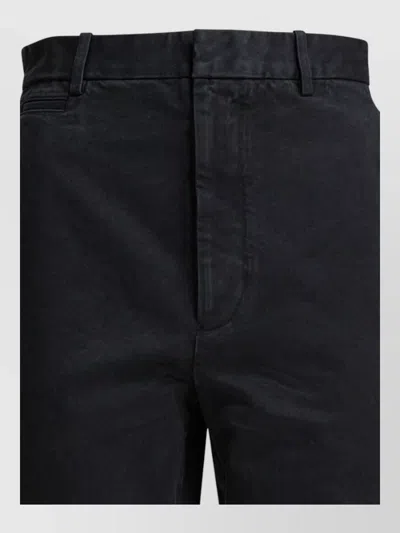 Auralee Straight Cut Chino Trousers Belt Loops In Black