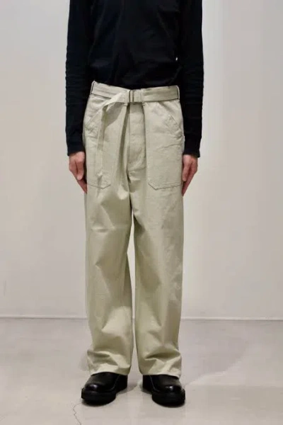 Pre-owned Auralee Straight Leg Belt Pants In Sand