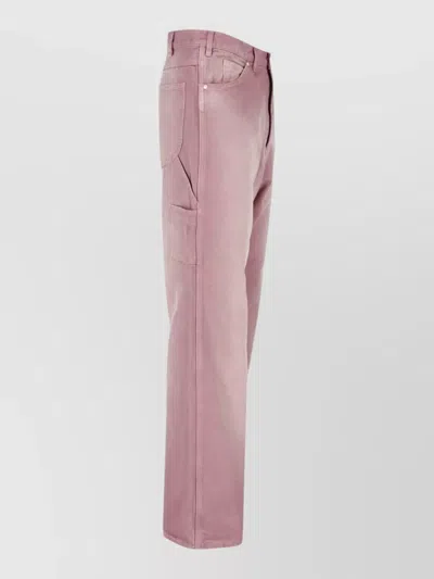 Auralee Straight Leg Denim Trousers Belt Loops Pockets In Purple