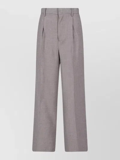 Auralee Tailored Brown Wool Trousers With Straight-leg Silhouette