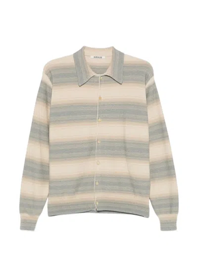Auralee Stripe-pattern Knit Cardigan In Multi