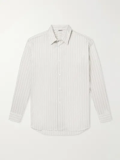 Auralee Silk Blend Striped Long-sleeve Shirt In Multi