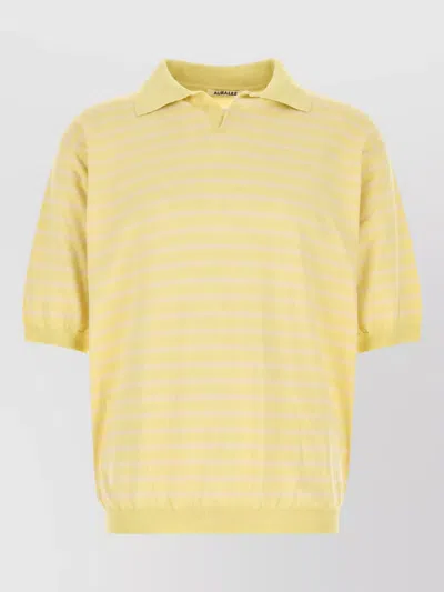 Auralee Striped Cotton Polo Shirt