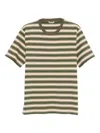 Auralee Striped Pattern Cotton T-shirt With Short Sleeves In Green