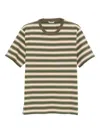 Auralee Striped Pattern Cotton T-shirt With Short Sleeves In Green