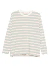 Auralee Pastel Stripe Long-sleeve Shirt With Relaxed Fit In Pink
