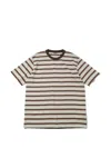 Auralee Embroidered Cotton Crew Neck Striped T Shirt In Animal Print