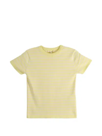 Auralee Striped Cotton T-shirt In Yellow