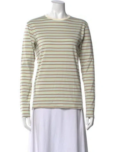 Pre-owned Auralee Striped Crew Neck T-shirt In Multicolor