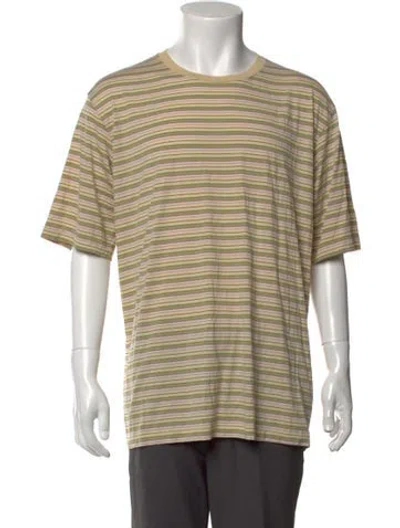 Pre-owned Auralee Striped Crew Neck T-shirt In Neutrals