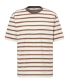 Auralee Embroidered Cotton Crew Neck Striped T Shirt In White