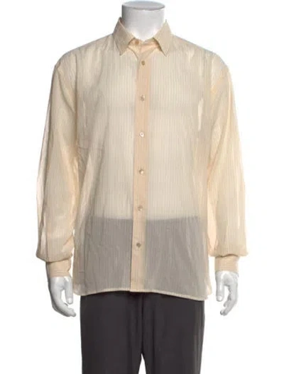 Pre-owned Auralee Striped Long Sleeve Dress Shirt In Neutrals