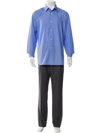 Pre-owned Auralee Striped Long Sleeve Shirt In Blue