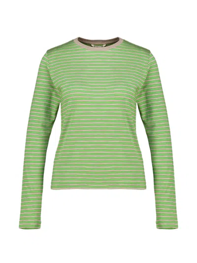 Auralee Striped Long-sleeve T-shirt In Green