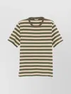 Auralee Striped Pattern Cotton T-shirt With Short Sleeves In Multi