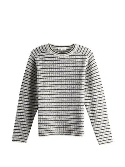Auralee Striped Ribbed-knit Sweater In White