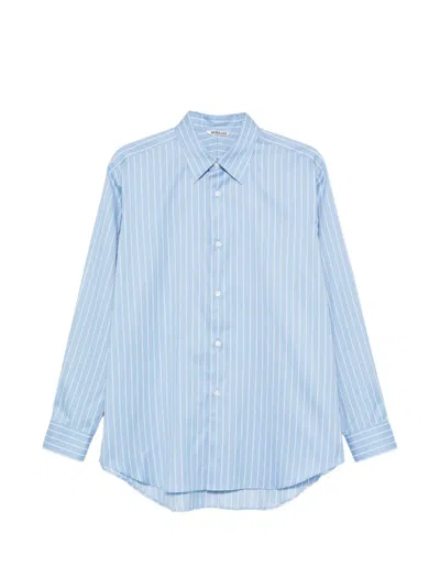 Auralee Striped Shirt In Blue