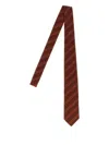 Auralee Burgundy Striped Tie In Brown