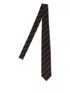 Auralee Striped Silk Tie In Brown