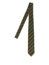 Auralee Olive Striped Tie In Brown