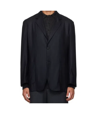 Auralee Striped Suit Coat In Black