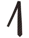 Auralee Striped Silk Tie In Brown