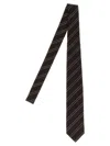 Auralee Striped Silk Tie In Brown