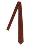 Auralee Burgundy Striped Tie In Brown