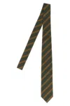Auralee Olive Striped Tie In Green