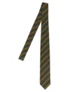 Auralee Olive Striped Tie In Green
