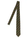 Auralee Olive Striped Tie In Green