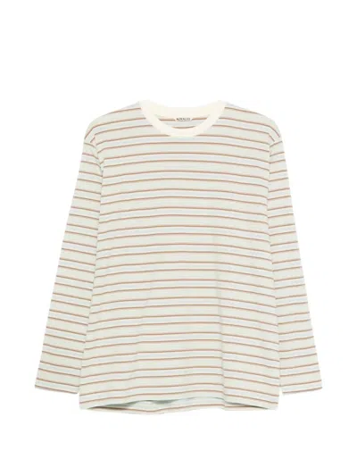 Auralee Striped T-shirt In Gray