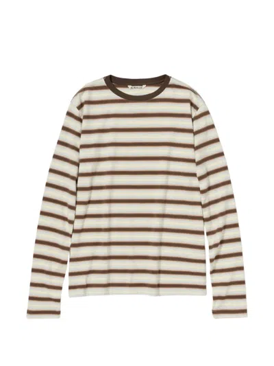 Auralee Striped T-shirt In Neutral