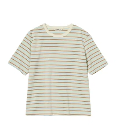 Auralee Striped T-shirt In White
