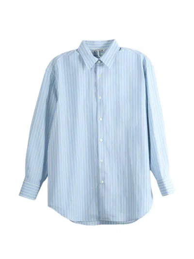 Auralee Striped Wool Shirt In Blue