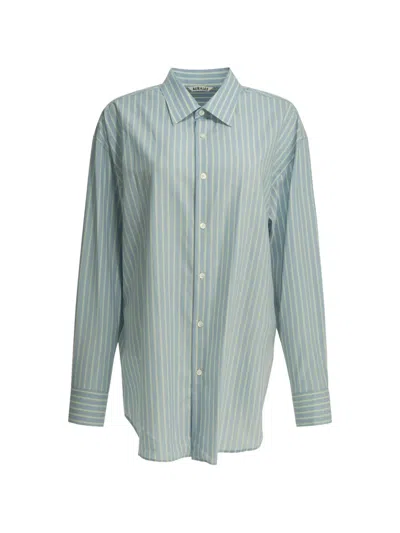 Auralee Striped Wool Shirt In Transparent