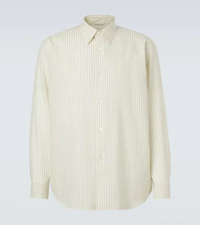 Auralee Striped Wool Shirt In White