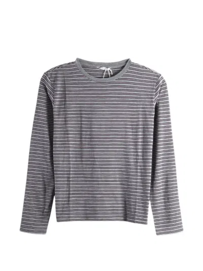 Auralee Striped Wool T-shirt In Gray