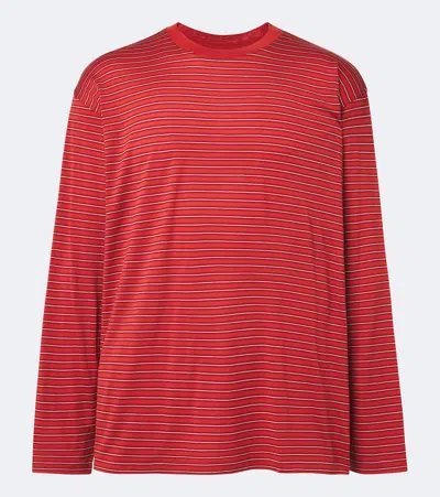 Auralee Striped Wool T-shirt In Red