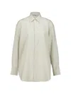 Auralee Stripe-pattern Wool Shirt In Green
