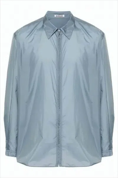 Auralee Subtle Sheen Long-sleeve Shirt In Blue