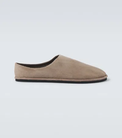 Auralee Beige Suede Slippers